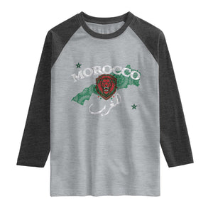 Morocco Lion Maghrib Moroccan Spirit Heritage Raglan Shirt TS02 Heather Gray Heather Charcoal Print Your Wear