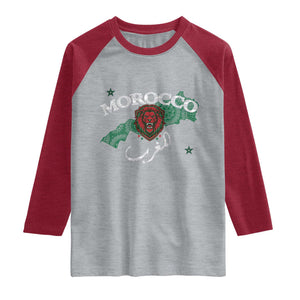 Morocco Lion Maghrib Moroccan Spirit Heritage Raglan Shirt TS02 Heather Gray Heather Red Print Your Wear