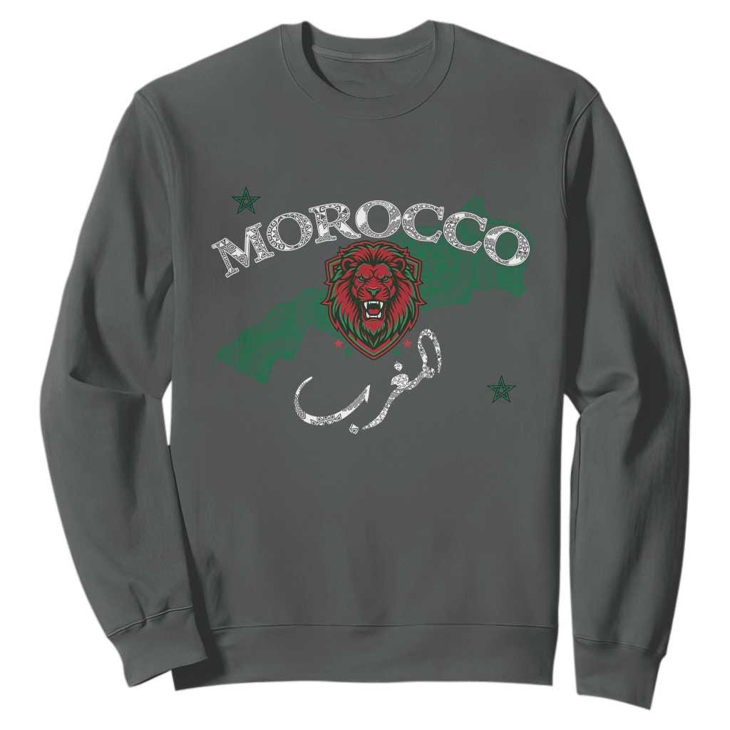 Morocco Lion Maghrib Moroccan Spirit Heritage Sweatshirt TS02 Dark Heather Print Your Wear