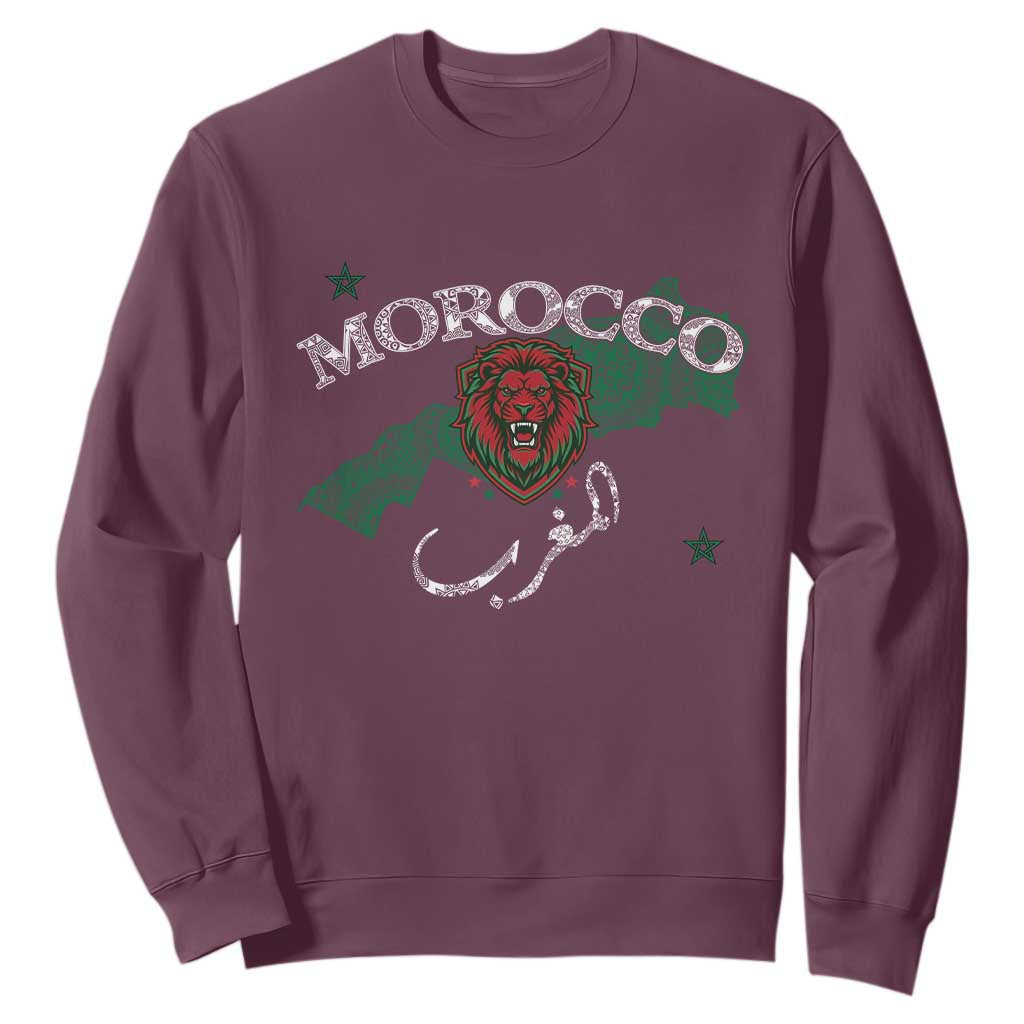 Morocco Lion Maghrib Moroccan Spirit Heritage Sweatshirt TS02 Maroon Print Your Wear
