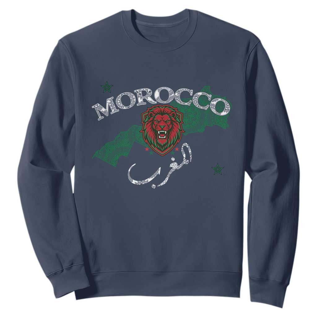Morocco Lion Maghrib Moroccan Spirit Heritage Sweatshirt TS02 Navy Print Your Wear