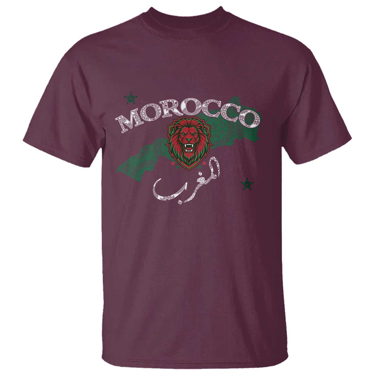 Morocco Lion Maghrib Moroccan Spirit Heritage T Shirt TS02 Maroon Print Your Wear