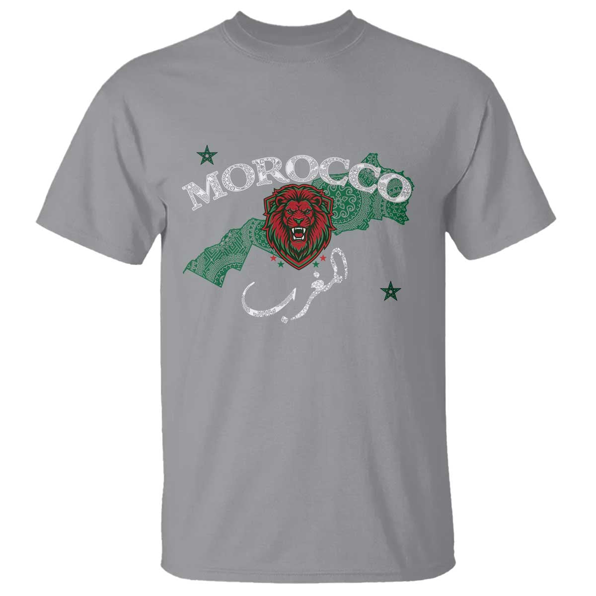 Morocco Lion Maghrib Moroccan Spirit Heritage T Shirt TS02 Sport Gray Print Your Wear