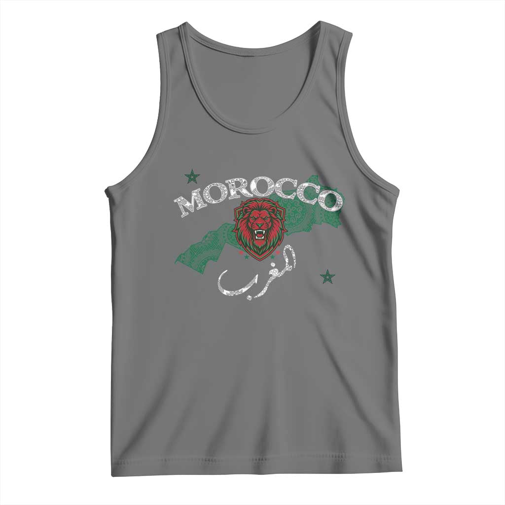 Morocco Lion Maghrib Moroccan Spirit Heritage Tank Top TS02 Black Heather Print Your Wear