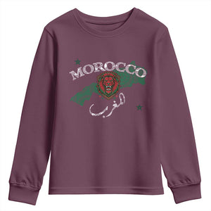 Morocco Lion Maghrib Moroccan Spirit Heritage Youth Sweatshirt TS02 Maroon Print Your Wear