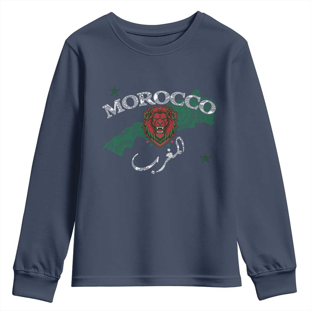 Morocco Lion Maghrib Moroccan Spirit Heritage Youth Sweatshirt TS02 Navy Print Your Wear