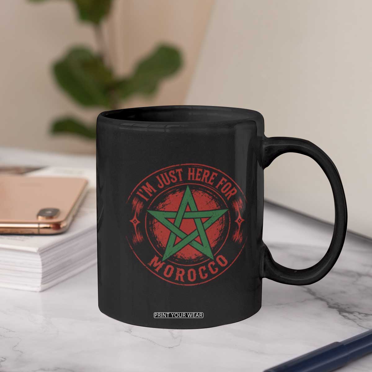 I'm Just Here for Morocco Coffee Mug Funny Moroccan Pride Supporter Sports Fan TS02 Print Your Wear