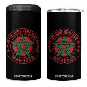 I'm Just Here for Morocco 4 in 1 Can Cooler Tumbler Funny Moroccan Pride Supporter Sports Fan TS02 One Size: 16 oz Black Print Your Wear