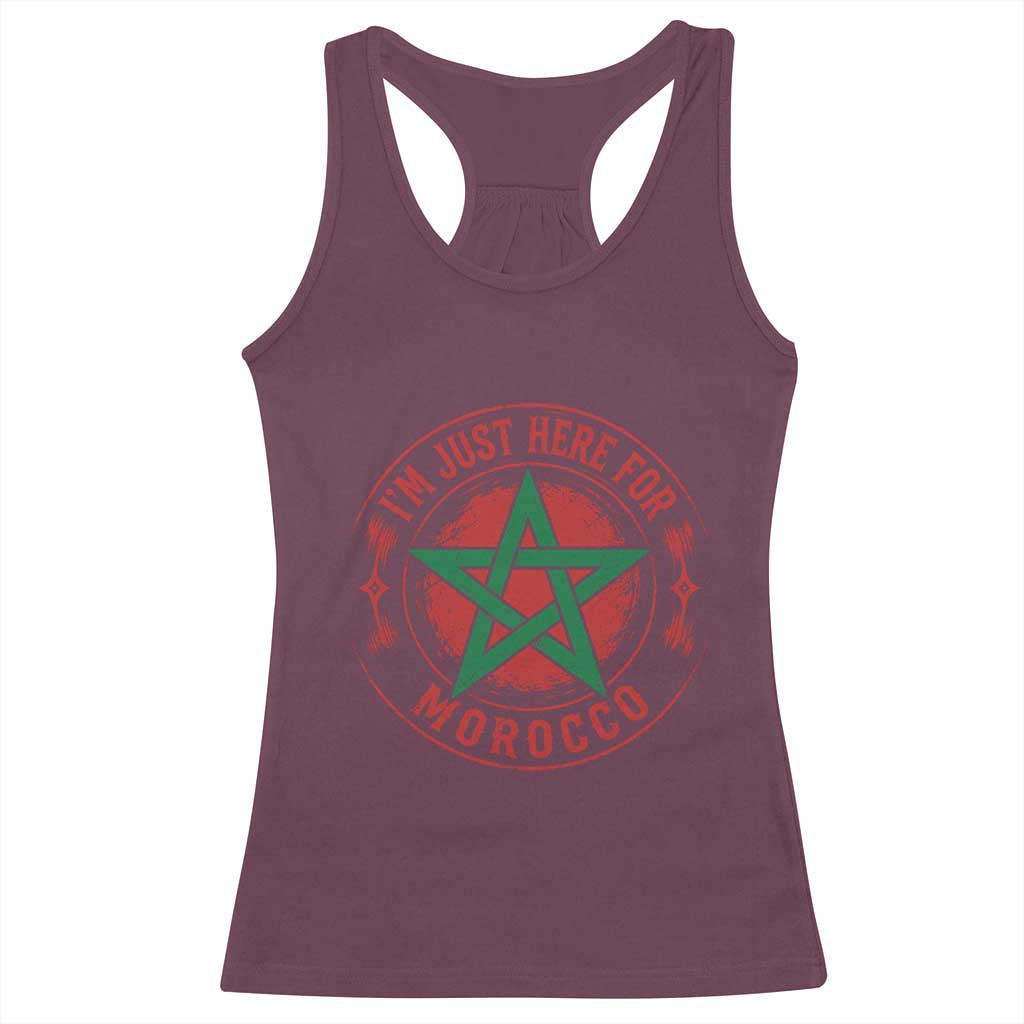 I'm Just Here for Morocco Racerback Tank Top Funny Moroccan Pride Supporter Sports Fan TS02 Maroon Print Your Wear