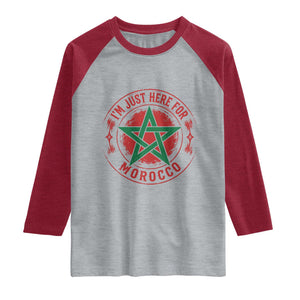 I'm Just Here for Morocco Raglan Shirt Funny Moroccan Pride Supporter Sports Fan TS02 Heather Gray Heather Red Print Your Wear