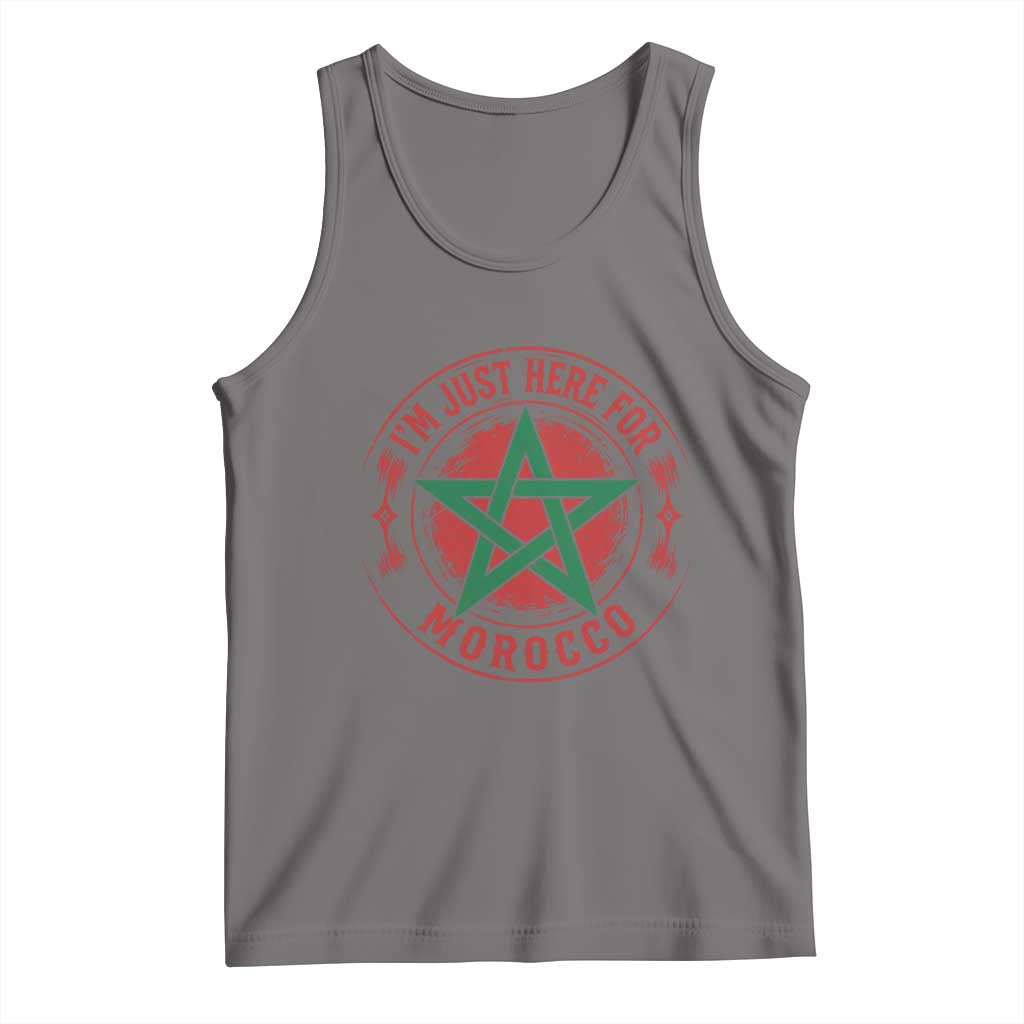 I'm Just Here for Morocco Tank Top Funny Moroccan Pride Supporter Sports Fan TS02 Deep Heather Print Your Wear