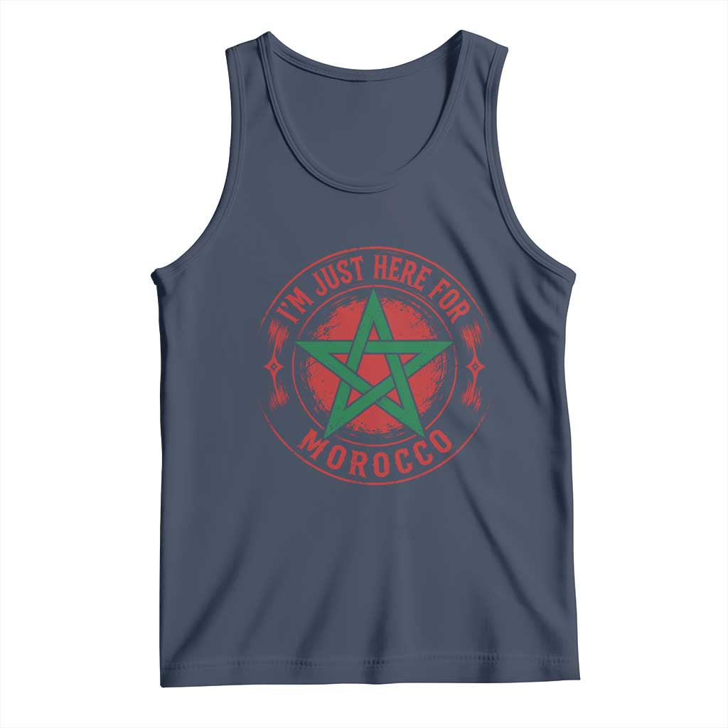 I'm Just Here for Morocco Tank Top Funny Moroccan Pride Supporter Sports Fan TS02 Navy Print Your Wear