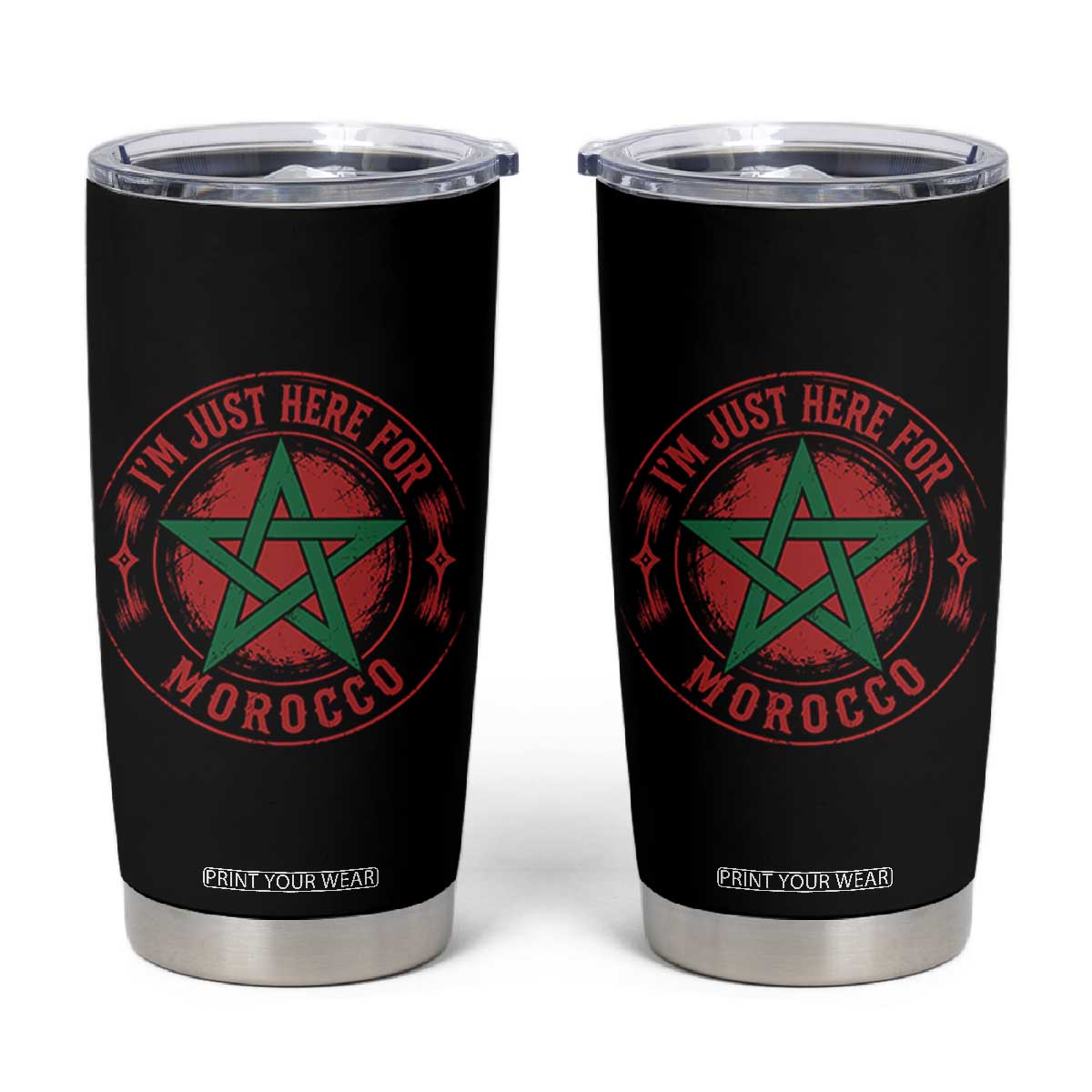 I'm Just Here for Morocco Tumbler Cup Funny Moroccan Pride Supporter Sports Fan TS02 Black Print Your Wear