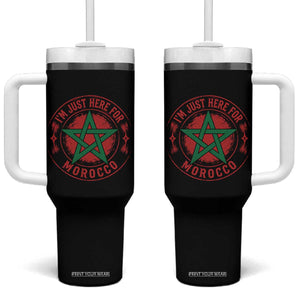 I'm Just Here for Morocco Tumbler With Handle Funny Moroccan Pride Supporter Sports Fan TS02 One Size: 40 oz Black Print Your Wear