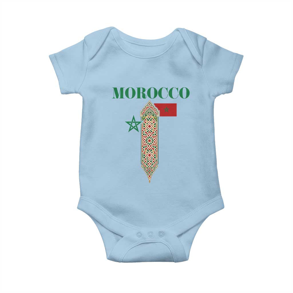 Traditional Moroccan Mosaic Archway Graphic Baby Onesie Morocco Architecture Tile Pattern TS02 Light Blue Print Your Wear