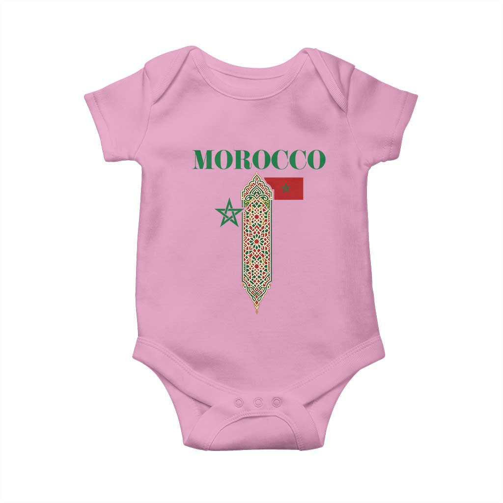 Traditional Moroccan Mosaic Archway Graphic Baby Onesie Morocco Architecture Tile Pattern TS02 Light Pink Print Your Wear