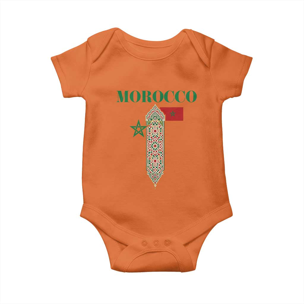Traditional Moroccan Mosaic Archway Graphic Baby Onesie Morocco Architecture Tile Pattern TS02 Orange Print Your Wear