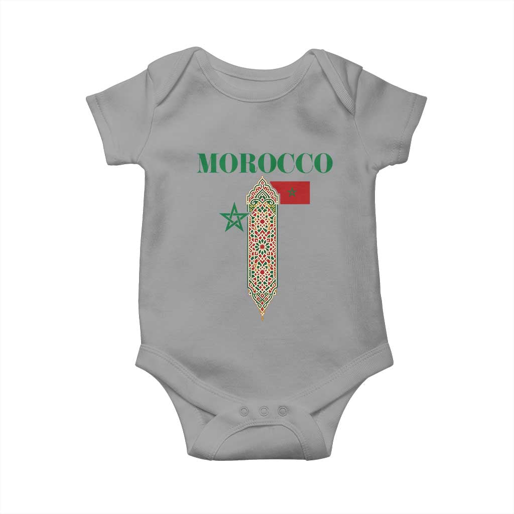 Traditional Moroccan Mosaic Archway Graphic Baby Onesie Morocco Architecture Tile Pattern TS02 Sport Gray Print Your Wear