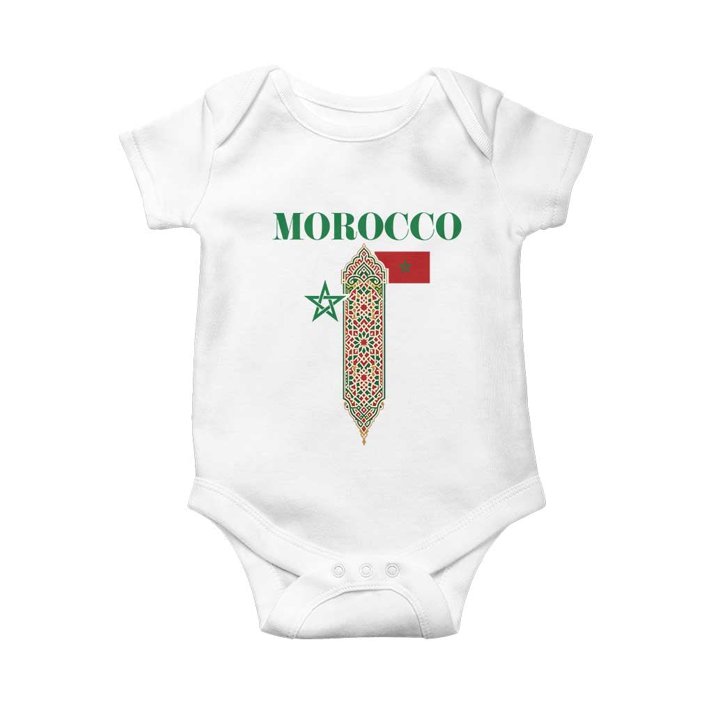 Traditional Moroccan Mosaic Archway Graphic Baby Onesie Morocco Architecture Tile Pattern TS02 White Print Your Wear