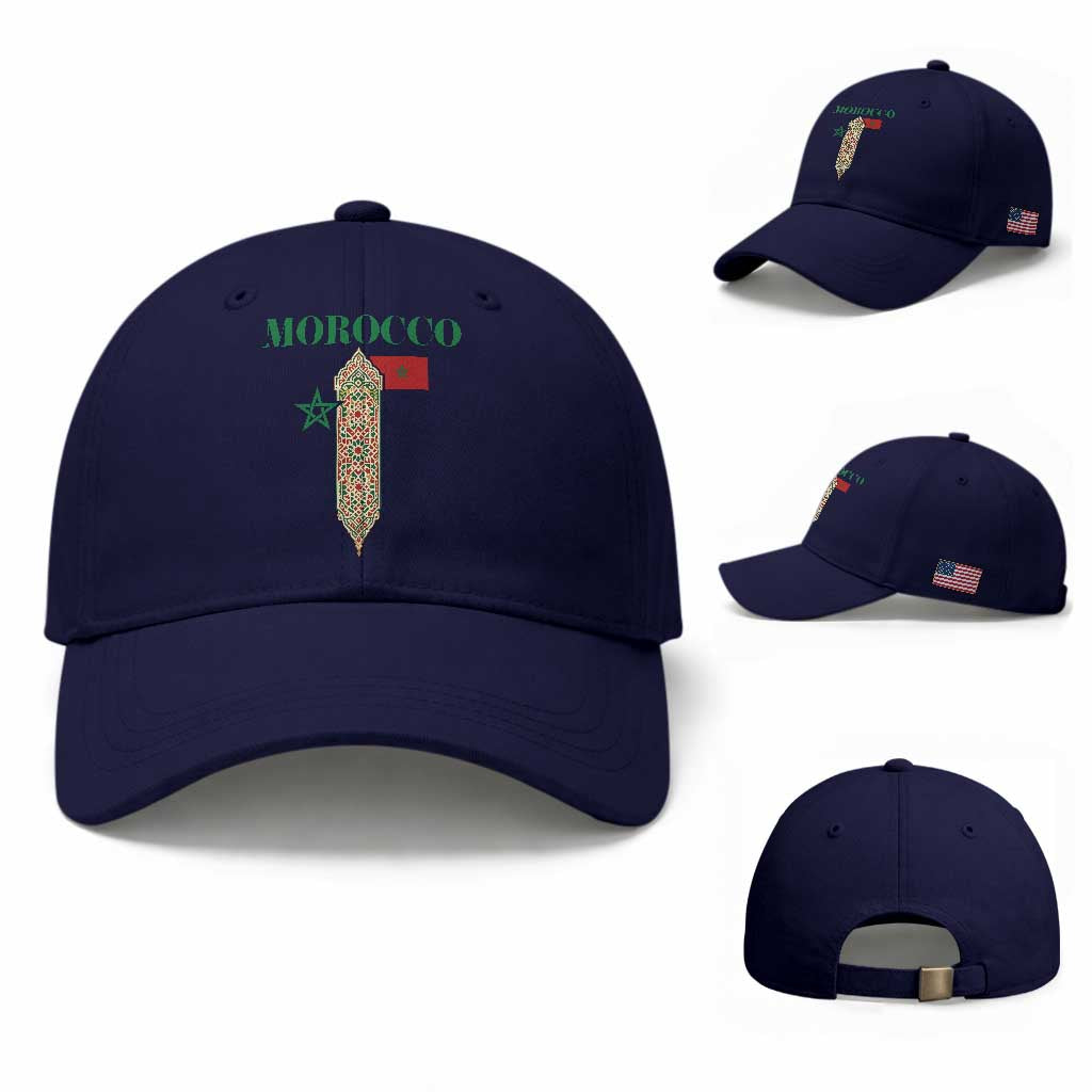 Traditional Moroccan Mosaic Archway Graphic Baseball Cap Morocco Architecture Tile Pattern TS02 Baseball Cap Universal Fit Dark Blue Print Your Wear