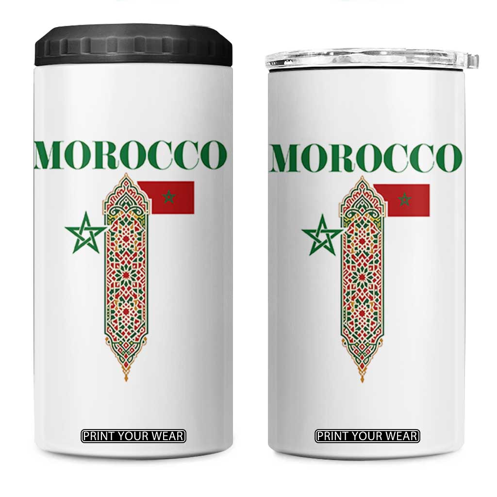 Traditional Moroccan Mosaic Archway Graphic 4 in 1 Can Cooler Tumbler Morocco Architecture Tile Pattern TS02 One Size: 16 oz White Print Your Wear