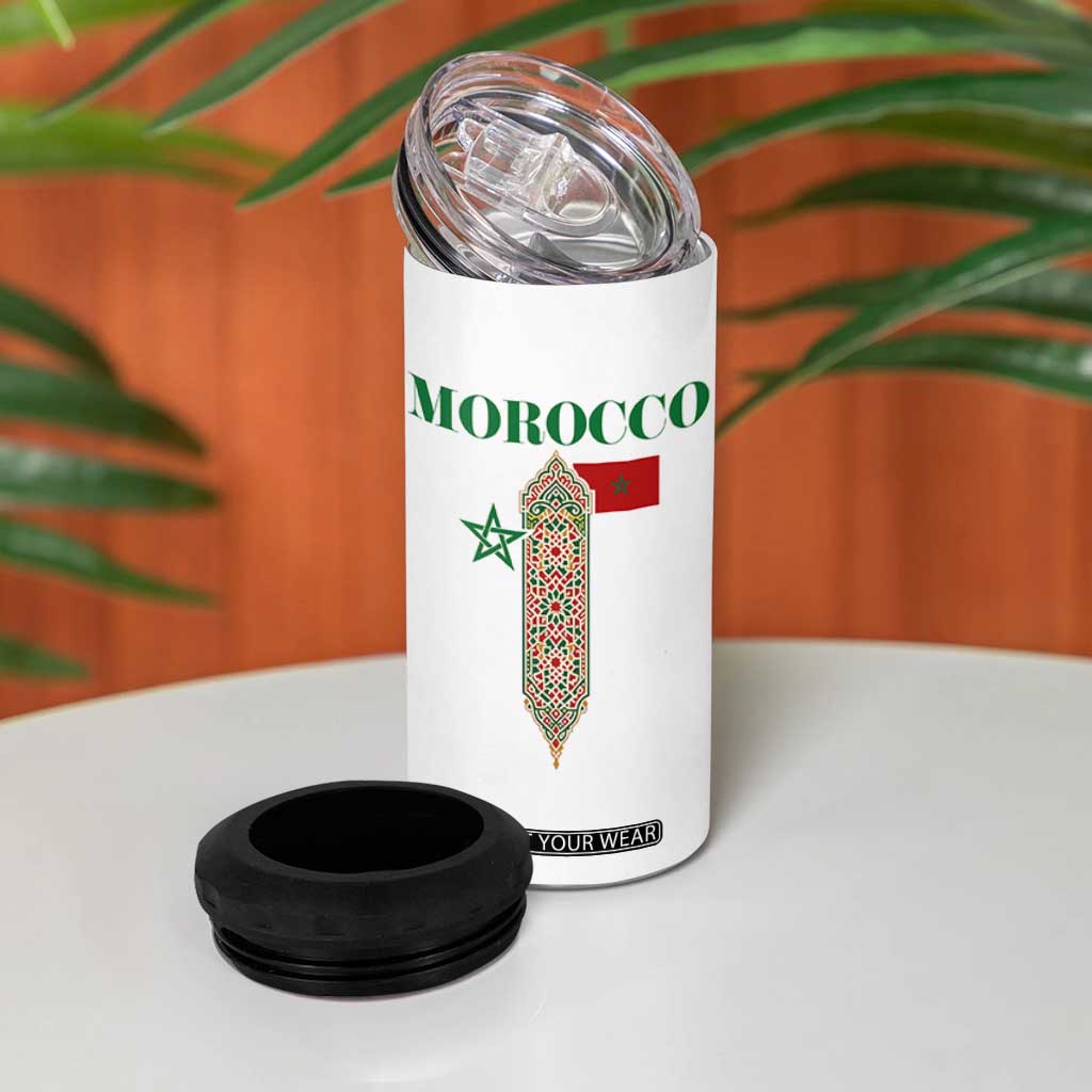 Traditional Moroccan Mosaic Archway Graphic 4 in 1 Can Cooler Tumbler Morocco Architecture Tile Pattern TS02 Print Your Wear