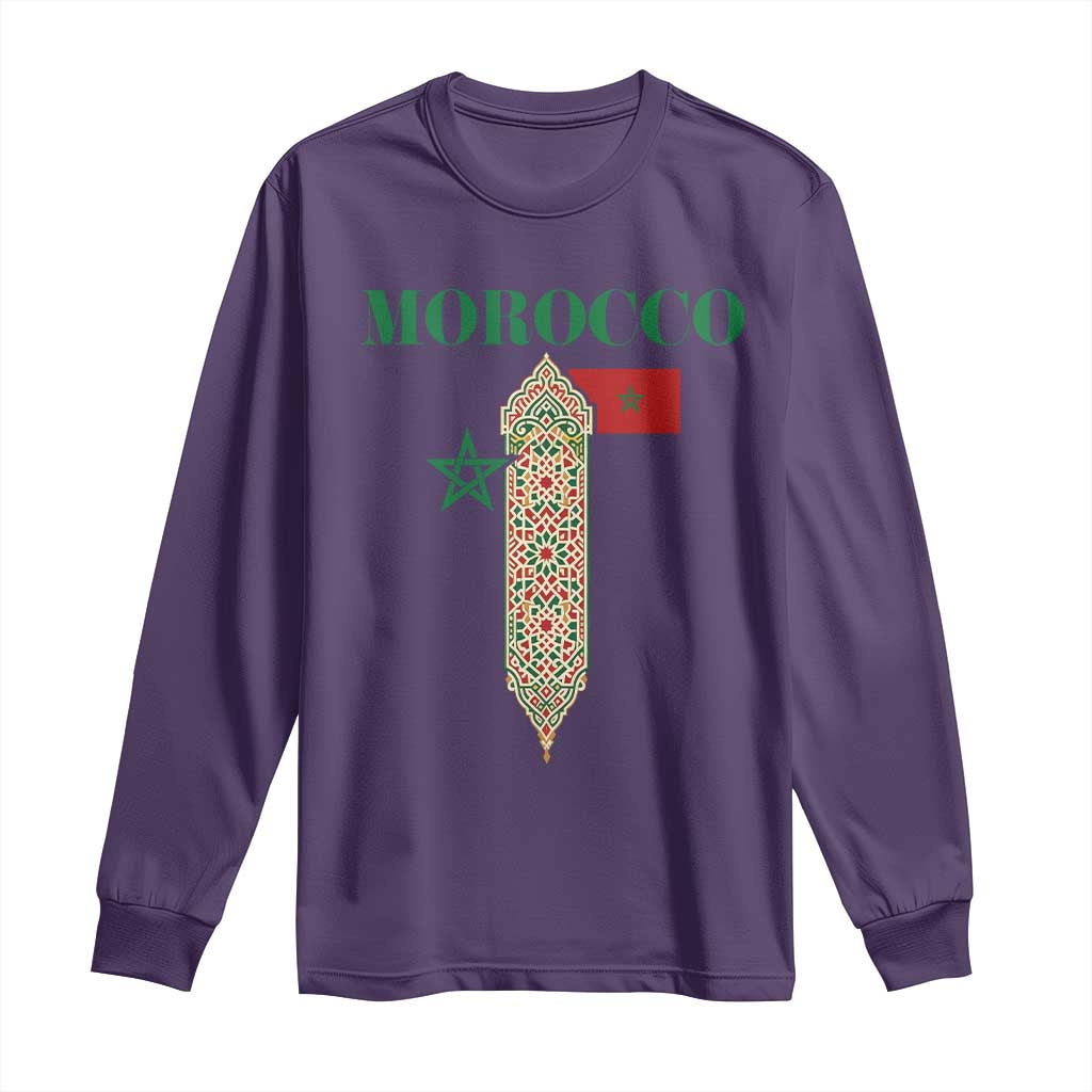 Traditional Moroccan Mosaic Archway Graphic Long Sleeve Shirt Morocco Architecture Tile Pattern TS02 Purple Print Your Wear