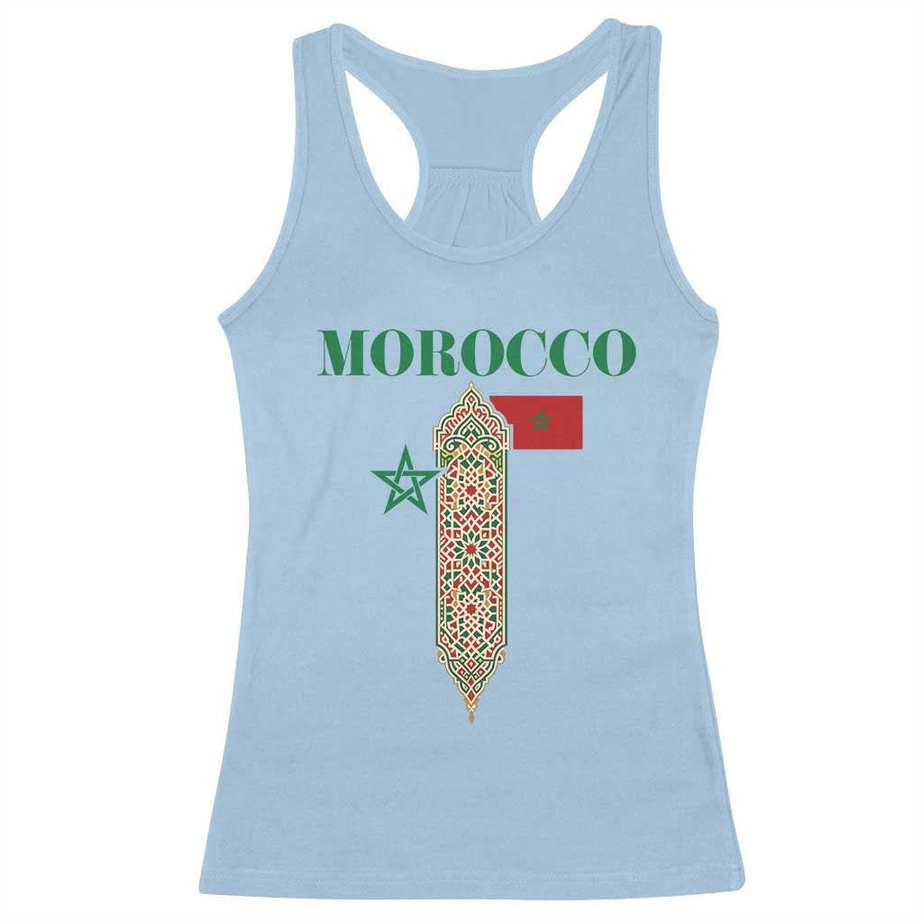 Traditional Moroccan Mosaic Archway Graphic Racerback Tank Top Morocco Architecture Tile Pattern TS02 Light Blue Print Your Wear