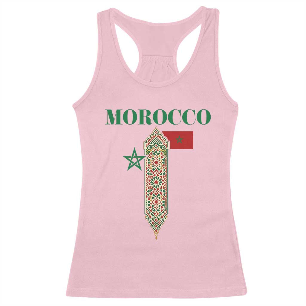Traditional Moroccan Mosaic Archway Graphic Racerback Tank Top Morocco Architecture Tile Pattern TS02 Light Pink Print Your Wear