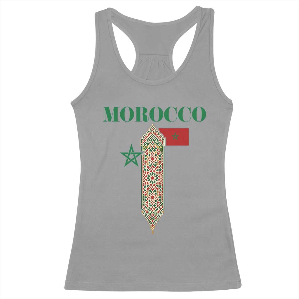 Traditional Moroccan Mosaic Archway Graphic Racerback Tank Top Morocco Architecture Tile Pattern TS02 Sport Gray Print Your Wear