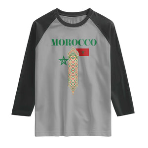 Traditional Moroccan Mosaic Archway Graphic Raglan Shirt Morocco Architecture Tile Pattern TS02 Sport Gray Black Print Your Wear