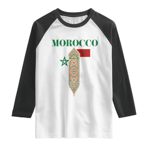 Traditional Moroccan Mosaic Archway Graphic Raglan Shirt Morocco Architecture Tile Pattern TS02 White Black Print Your Wear