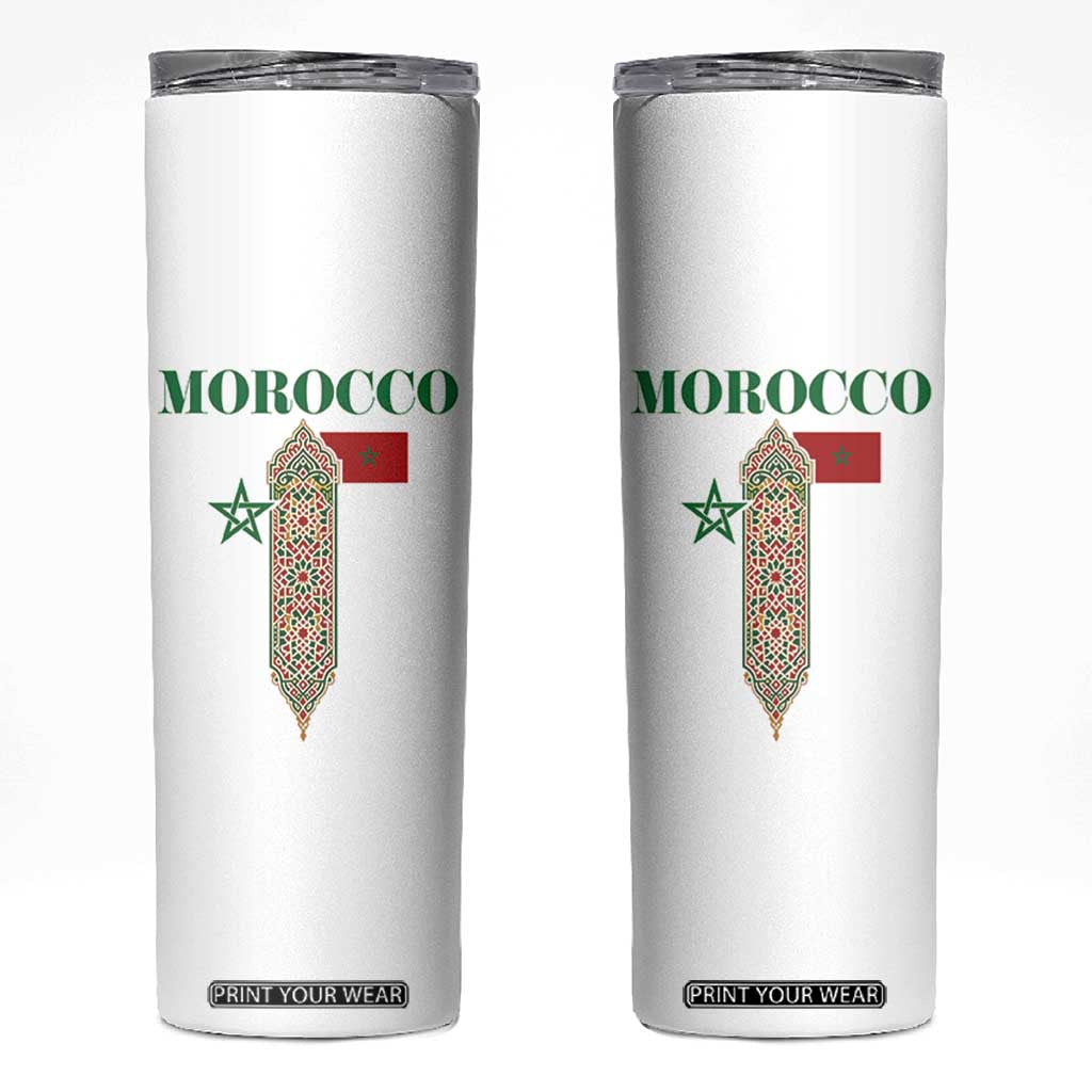 Traditional Moroccan Mosaic Archway Graphic Skinny Tumbler Morocco Architecture Tile Pattern TS02 White Print Your Wear