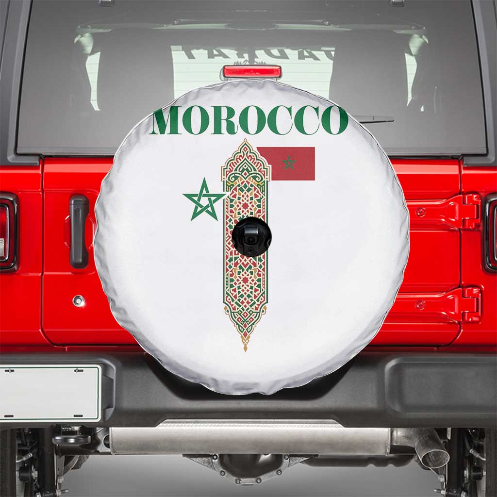 Traditional Moroccan Mosaic Archway Graphic Spare Tire Cover Morocco Architecture Tile Pattern TS02 White Print Your Wear