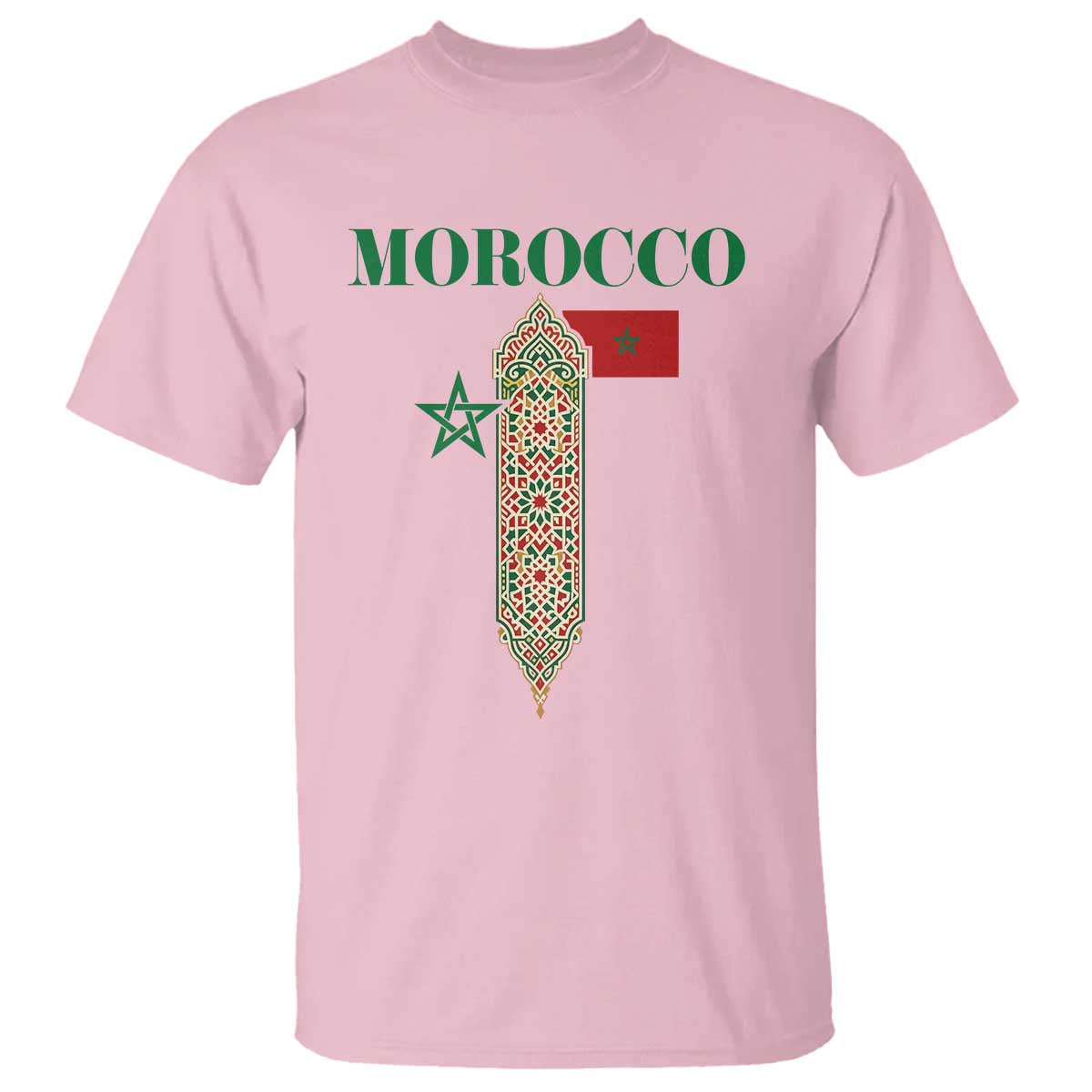 Traditional Moroccan Mosaic Archway Graphic T Shirt Morocco Architecture Tile Pattern TS02 Light Pink Print Your Wear