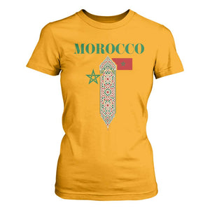 Traditional Moroccan Mosaic Archway Graphic T Shirt For Women Morocco Architecture Tile Pattern TS02 Gold Print Your Wear