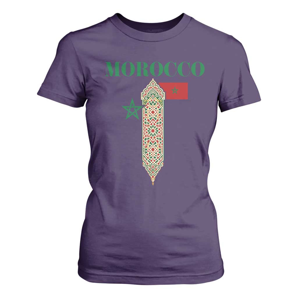 Traditional Moroccan Mosaic Archway Graphic T Shirt For Women Morocco Architecture Tile Pattern TS02 Purple Print Your Wear