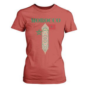 Traditional Moroccan Mosaic Archway Graphic T Shirt For Women Morocco Architecture Tile Pattern TS02 Red Print Your Wear