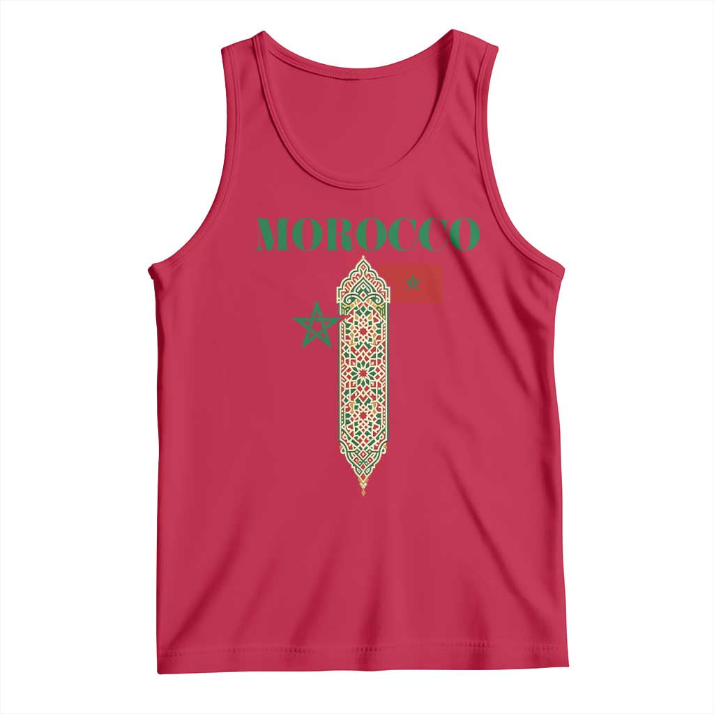 Traditional Moroccan Mosaic Archway Graphic Tank Top Morocco Architecture Tile Pattern TS02 Red Print Your Wear