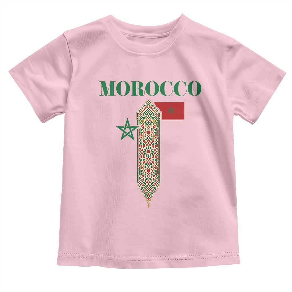 Traditional Moroccan Mosaic Archway Graphic Toddler T Shirt Morocco Architecture Tile Pattern TS02 Light Pink Print Your Wear