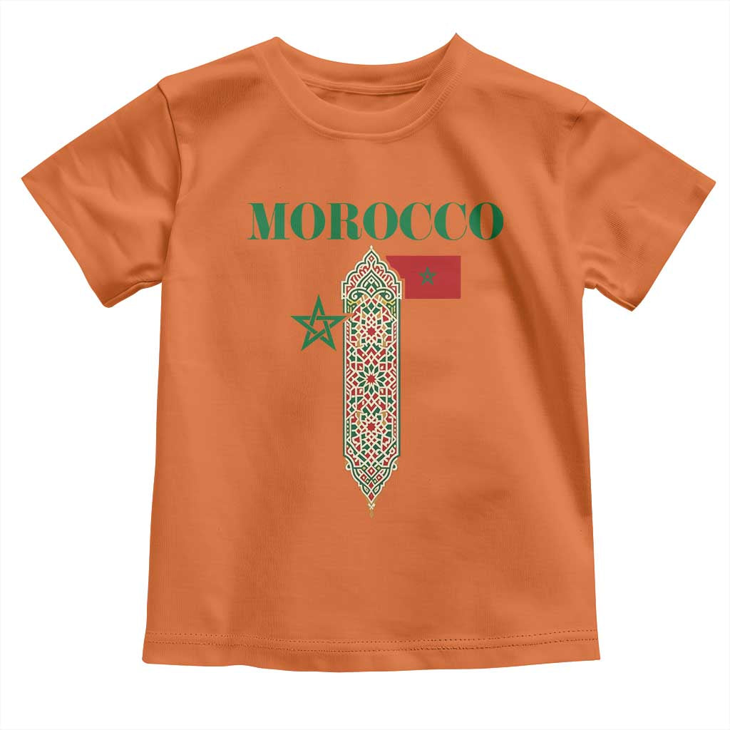 Traditional Moroccan Mosaic Archway Graphic Toddler T Shirt Morocco Architecture Tile Pattern TS02 Orange Print Your Wear