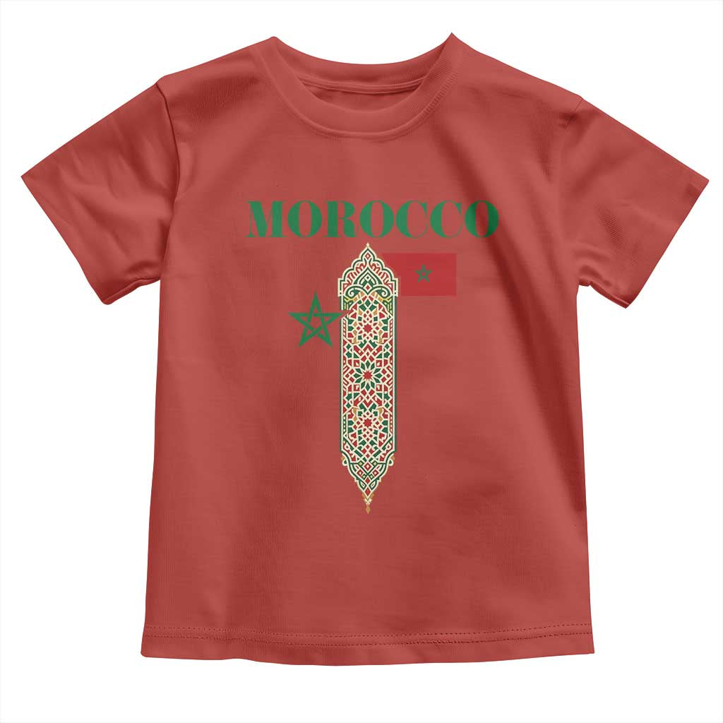 Traditional Moroccan Mosaic Archway Graphic Toddler T Shirt Morocco Architecture Tile Pattern TS02 Red Print Your Wear