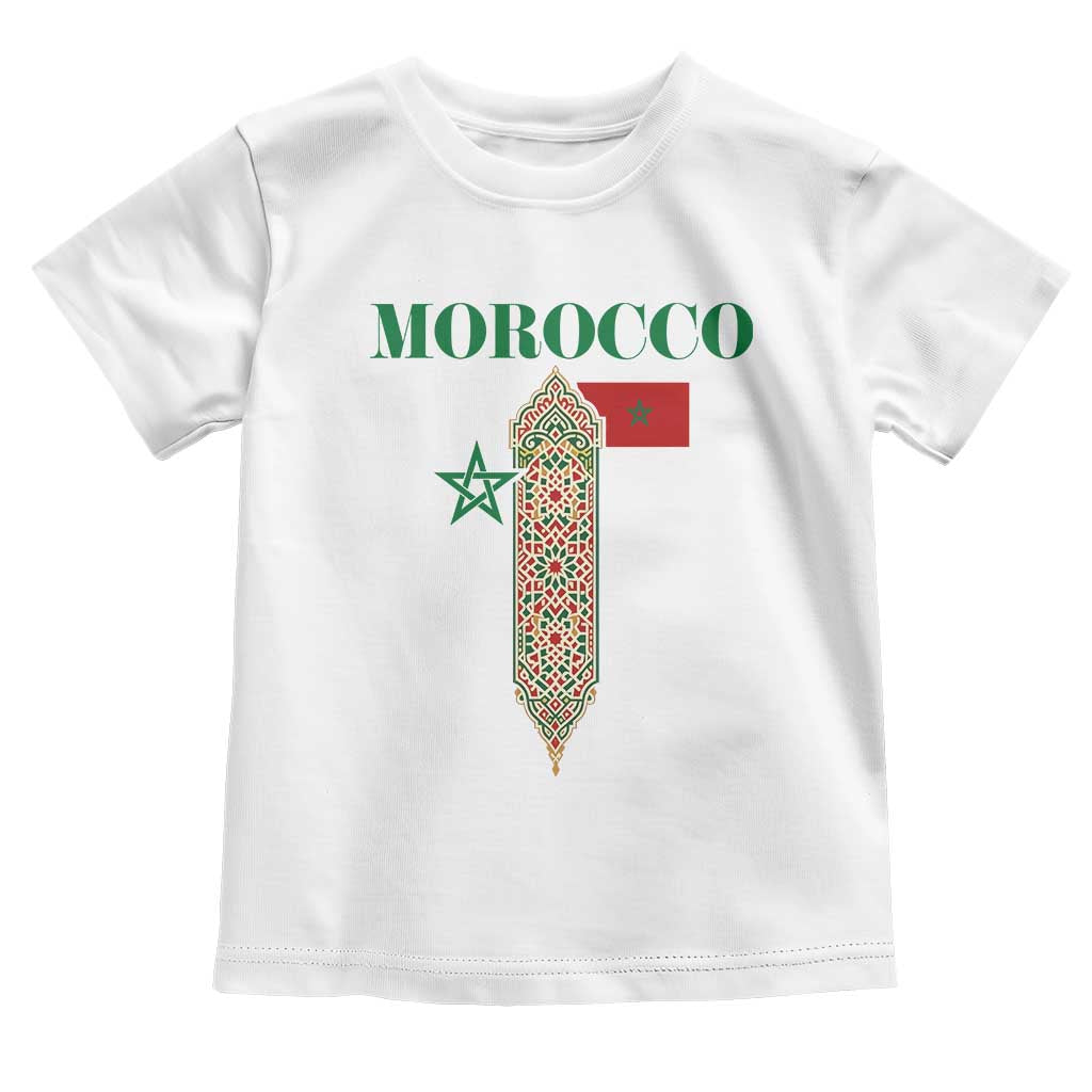 Traditional Moroccan Mosaic Archway Graphic Toddler T Shirt Morocco Architecture Tile Pattern TS02 White Print Your Wear