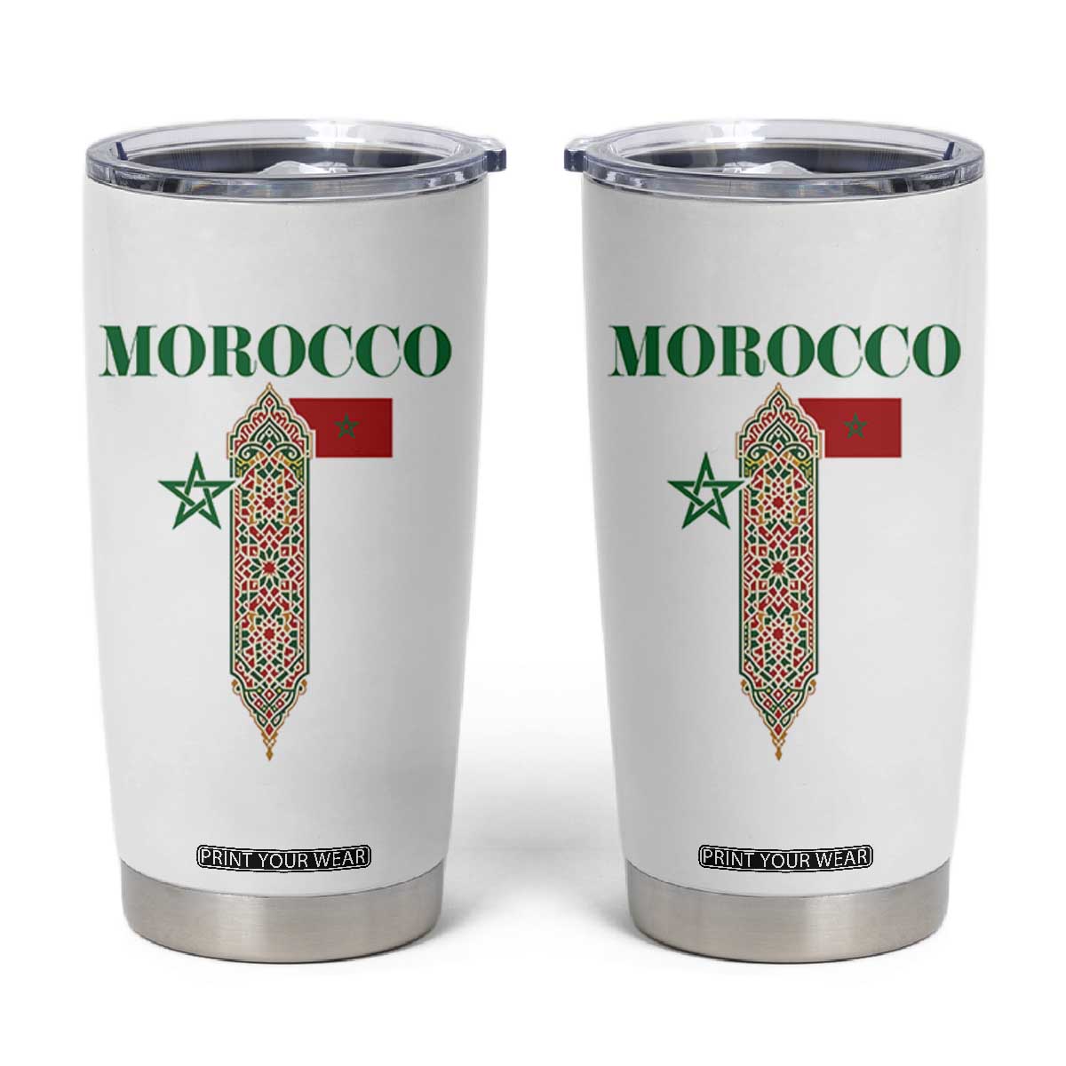 Traditional Moroccan Mosaic Archway Graphic Tumbler Cup Morocco Architecture Tile Pattern TS02 White Print Your Wear