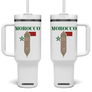 Traditional Moroccan Mosaic Archway Graphic Tumbler With Handle Morocco Architecture Tile Pattern TS02 One Size: 40 oz White Print Your Wear