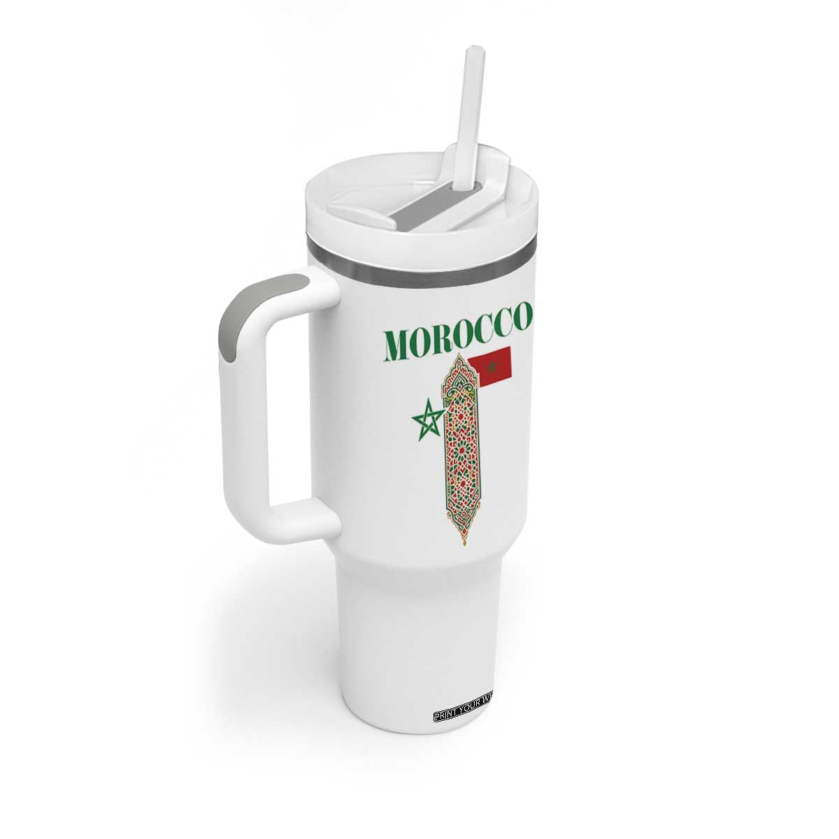 Traditional Moroccan Mosaic Archway Graphic Tumbler With Handle Morocco Architecture Tile Pattern TS02 Print Your Wear