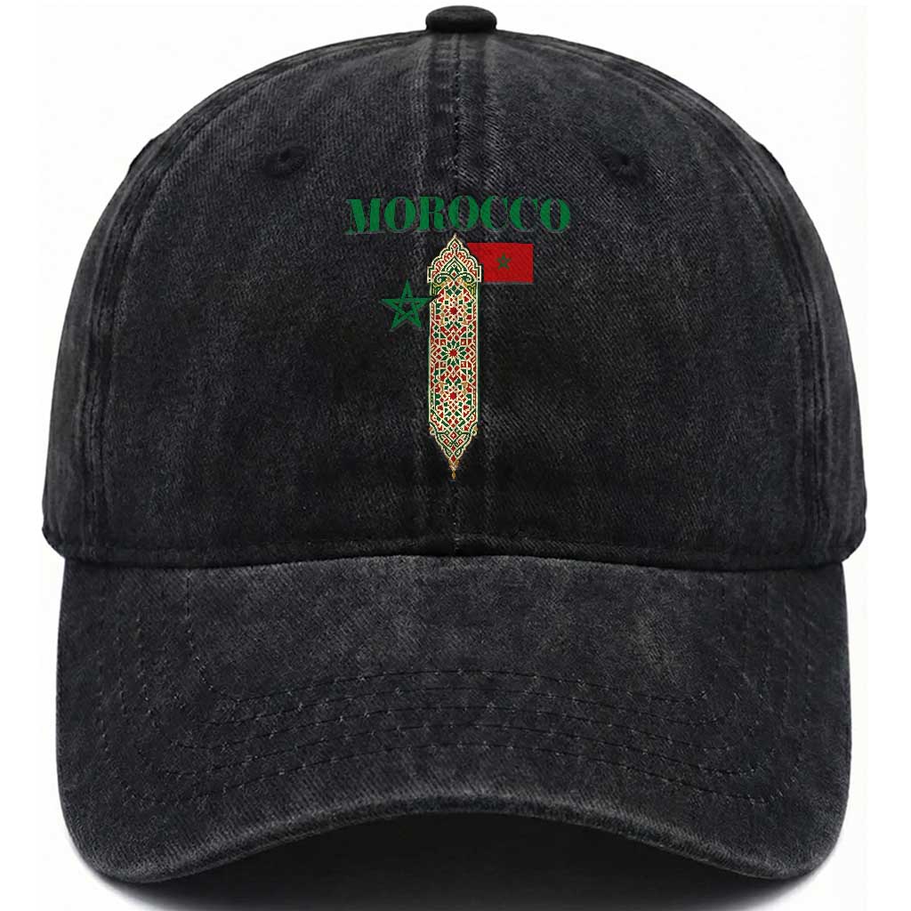 Traditional Moroccan Mosaic Archway Graphic Washed Cotton Baseball Cap Morocco Architecture Tile Pattern TS02 Print Your Wear