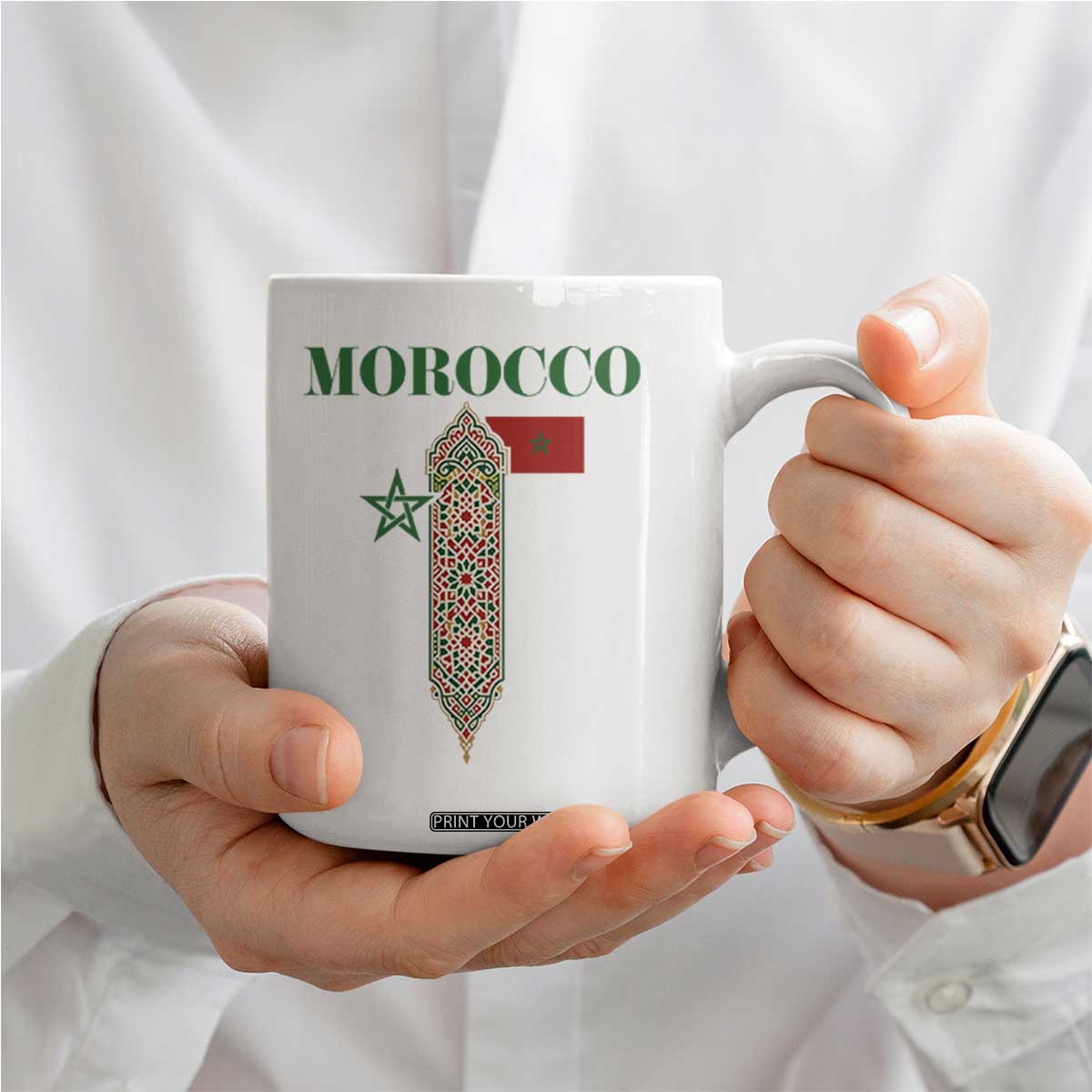 Traditional Moroccan Mosaic Archway Graphic Coffee Mug Morocco Architecture Tile Pattern TS02 Print Your Wear
