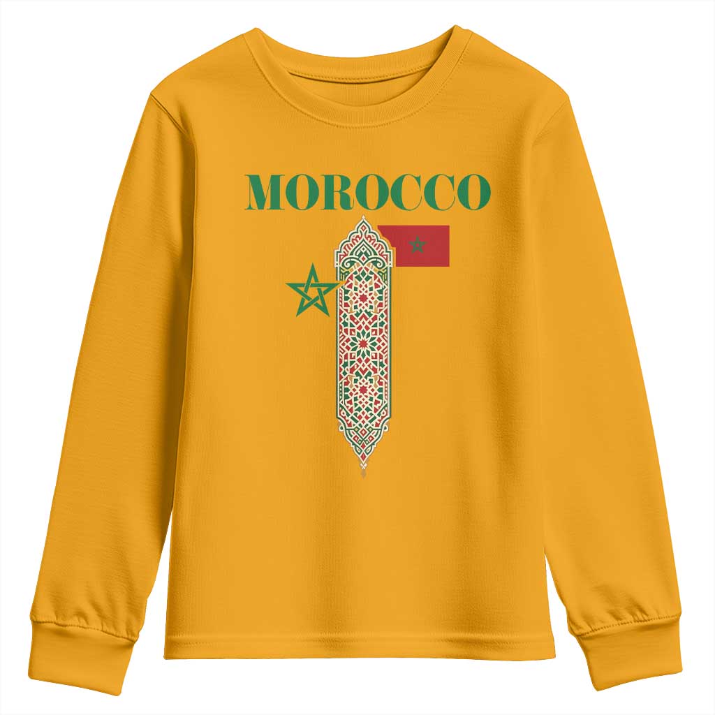 Traditional Moroccan Mosaic Archway Graphic Youth Sweatshirt Morocco Architecture Tile Pattern TS02 Gold Print Your Wear