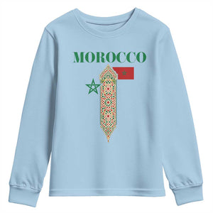 Traditional Moroccan Mosaic Archway Graphic Youth Sweatshirt Morocco Architecture Tile Pattern TS02 Light Blue Print Your Wear